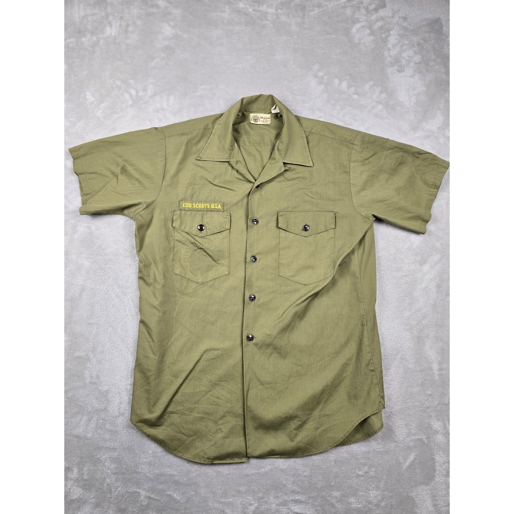 Vintage Boy Scouts of America Shirt Mens M Green Short Sleeve BSA Gorpcore Light
